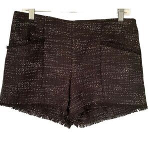 Ann Taylor loft women’s black and white woven shorts side zip S/4